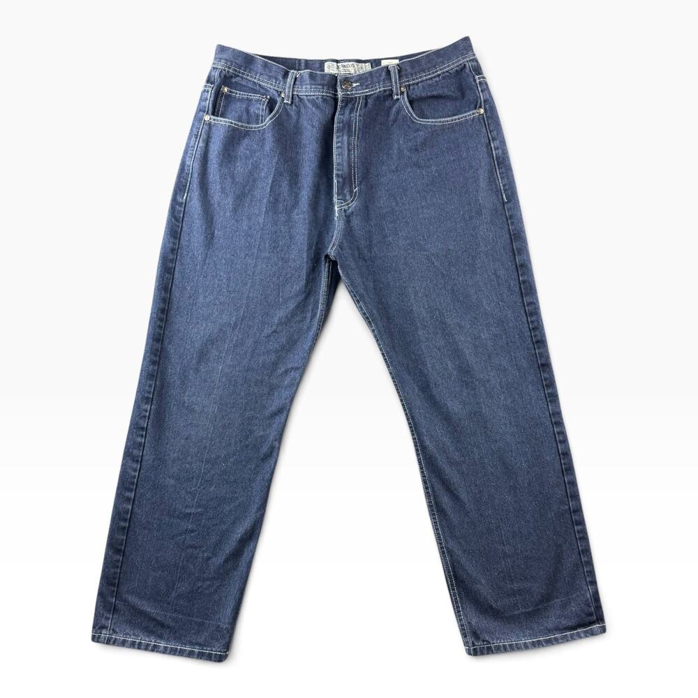 Akademiks Jeanius Jeans Mens 42x32 Straight Leg Denim Hip Hop Y2Y Street Casual